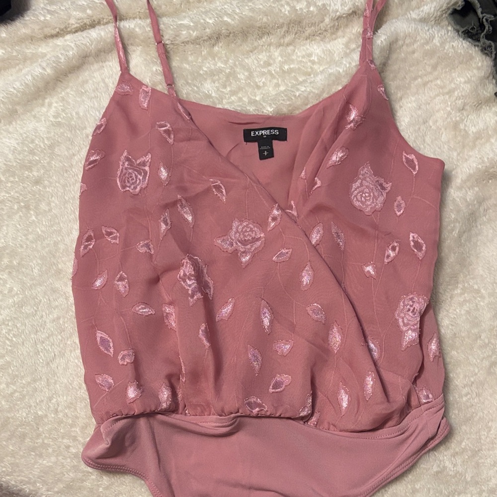 Express Dusty Rose Floral bodysuit